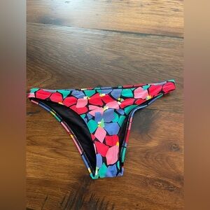 Aerie Swim Bottoms Black with Colorful Floral
